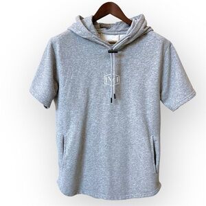 IVI Organic Cotton oversized pullover hoodie, short sleeve, pockets, grey size M